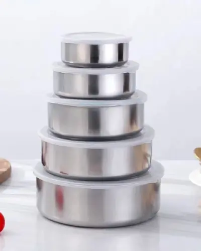 5Pcs Stainless Steel Fresh-Keeping Boxes with Lid