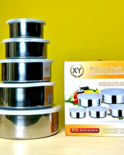 5Pcs Stainless Steel Fresh-Keeping Boxes with Lid secondary
