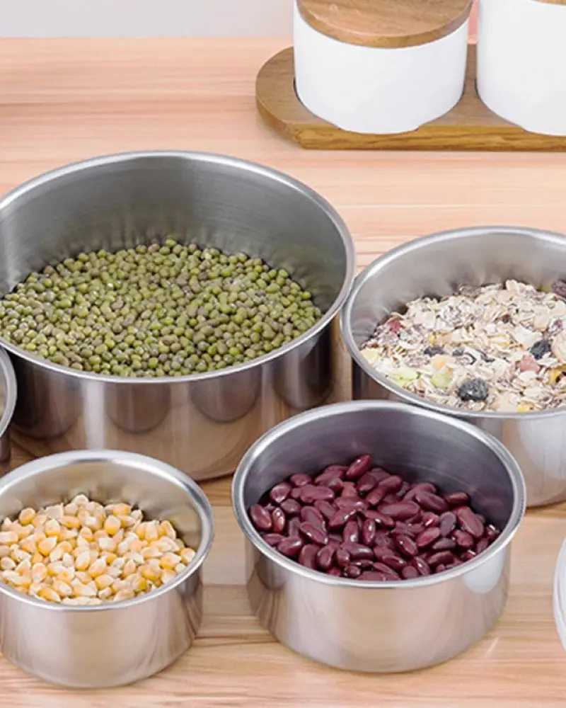 5Pcs Stainless Steel Fresh-Keeping Boxes with Lid