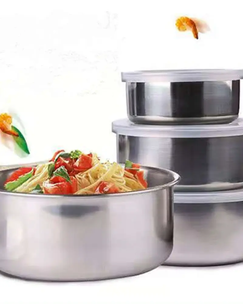 5Pcs Stainless Steel Fresh-Keeping Boxes with Lid